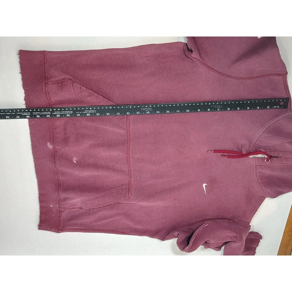 Nike Better‎ World Mens L Maroon Distressed Pullover Hoodie Swoosh Logo Burgundy